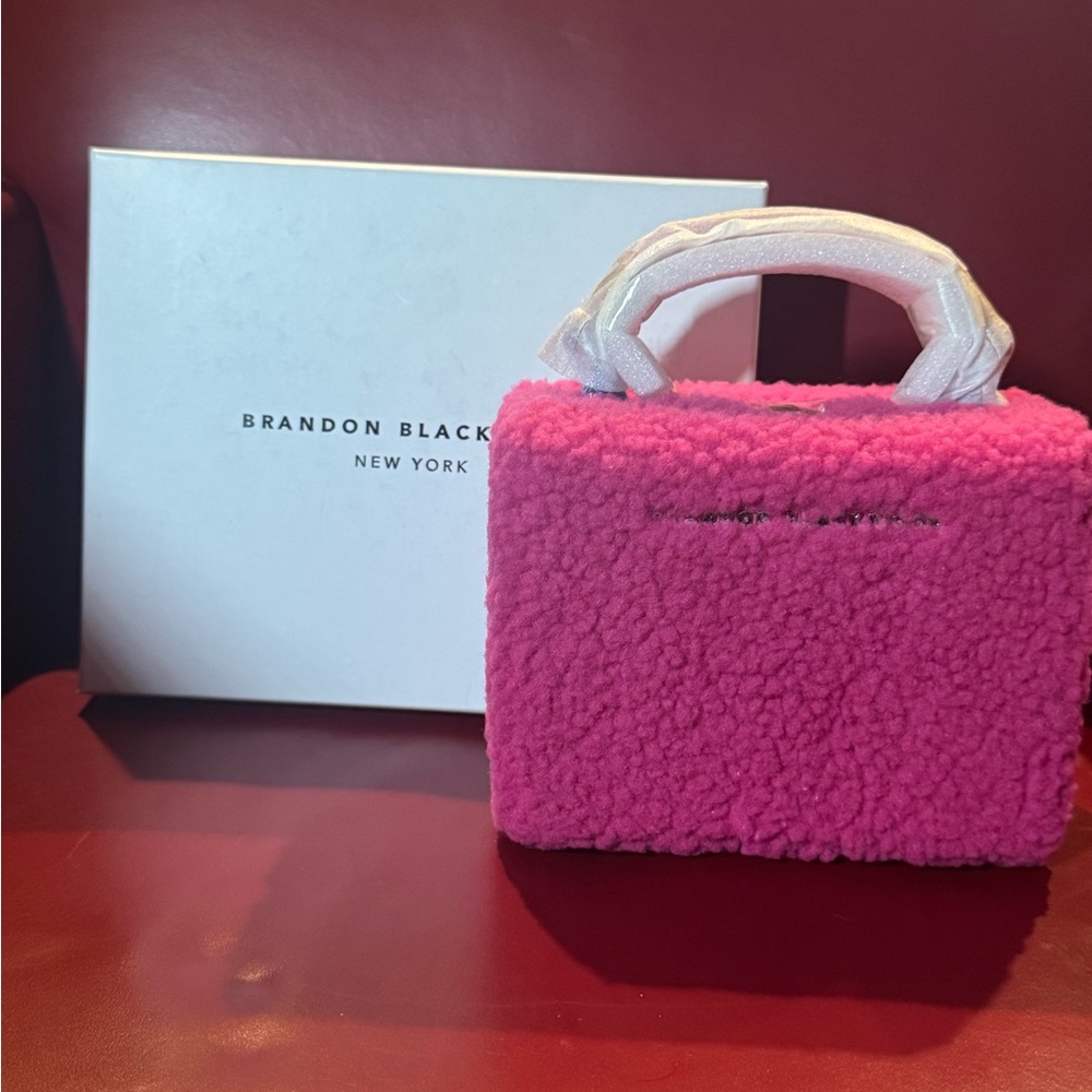 Brandon Blackwood Hot Pink Faux Shearling Mini Tote with Handle